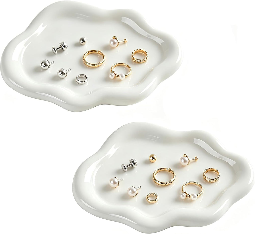 2pcs Trinket Tray Bedroom Decor Aesthetic Tray Jewellery Trays Trinket Dish