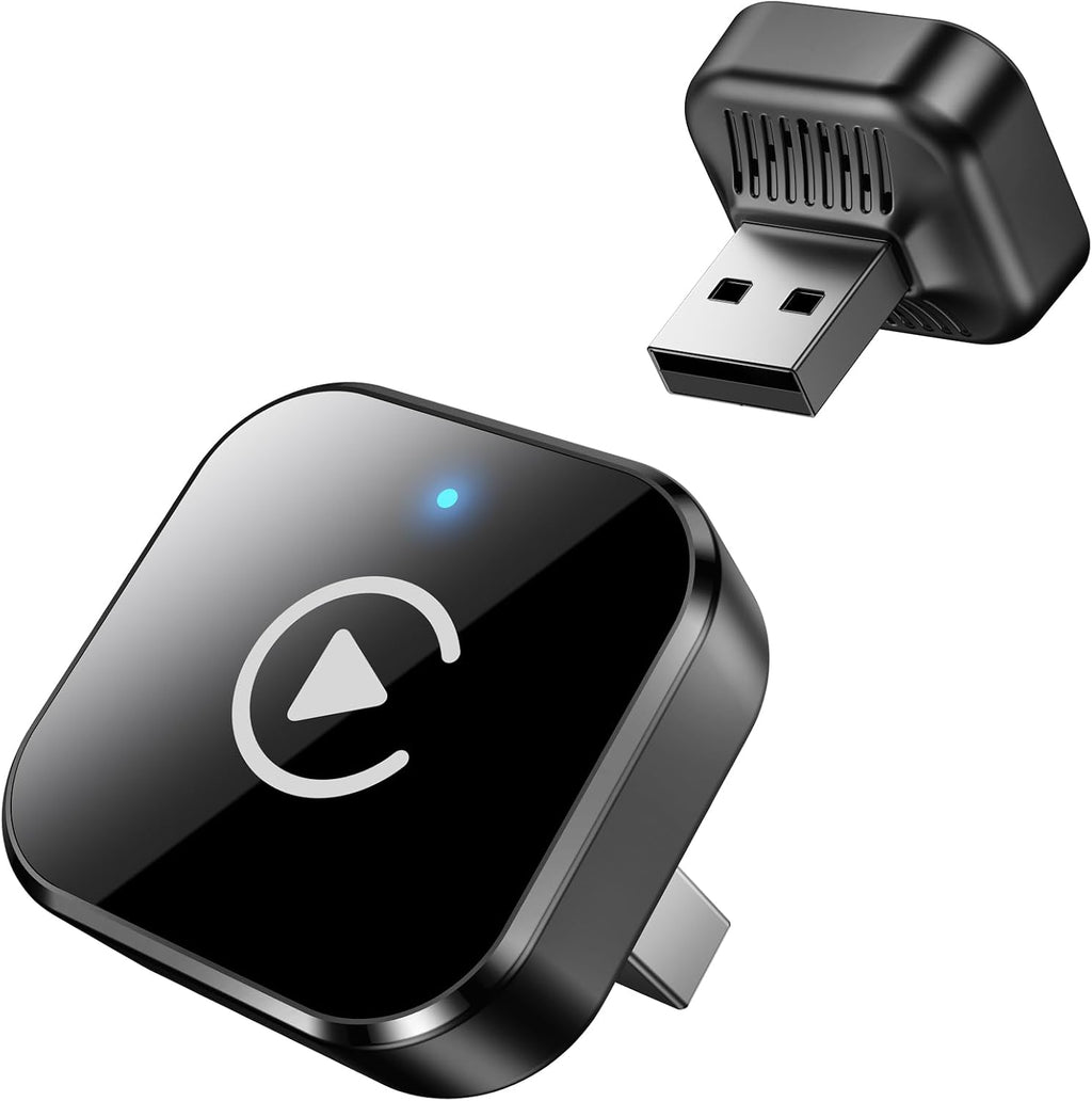 Wireless CarPlay Adapter 2026 Upgrade - 2-in-1 USB/USB-C Dongle, Auto Reconnect, iPhone & Android Compatible, Black