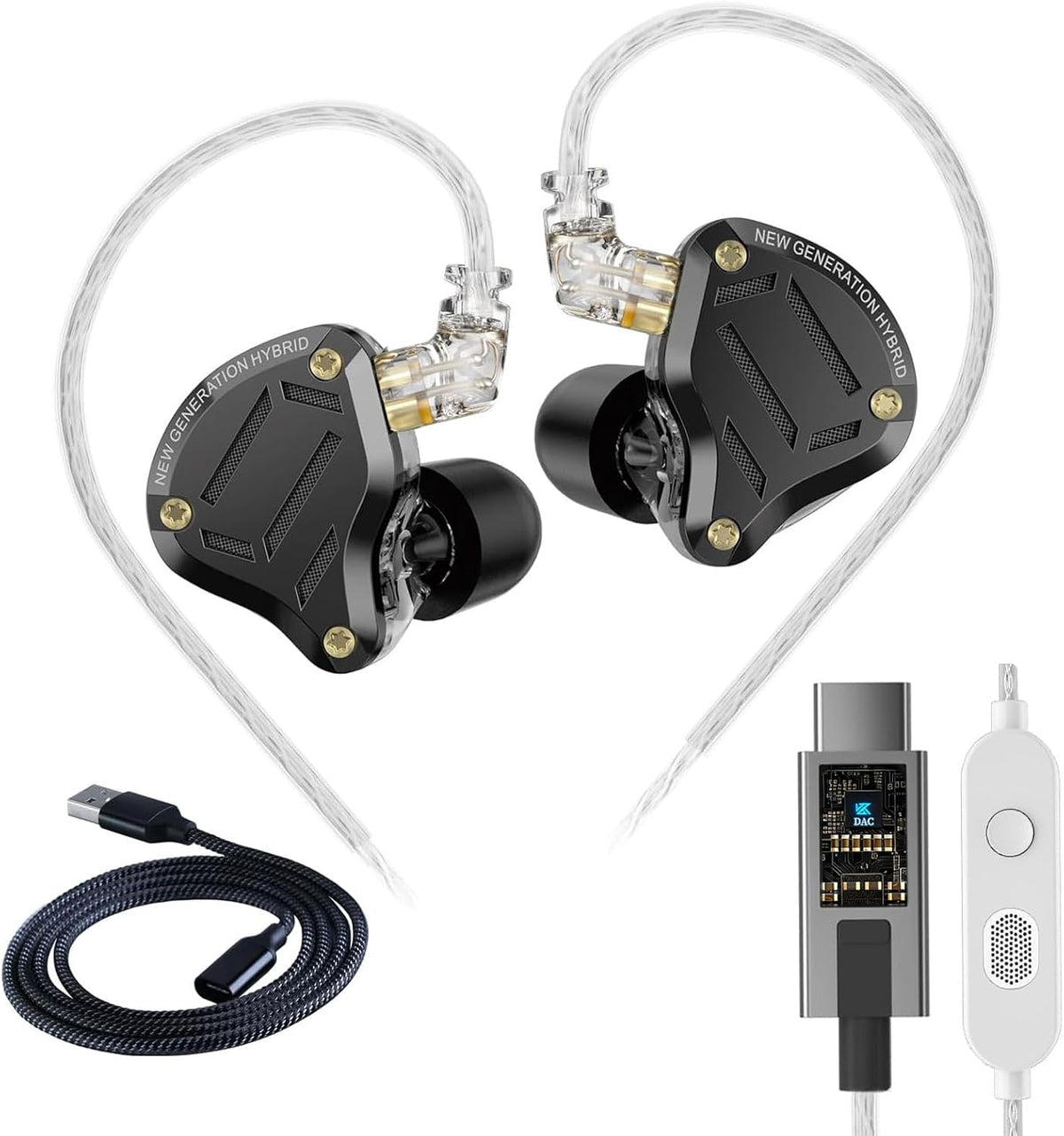 KZ ZS10 Pro 2 USB-C Gaming In-Ear Headphones - Hybrid 4BA+1DD, Dual Mic, DSP Sound Card, 4 EQ Modes
