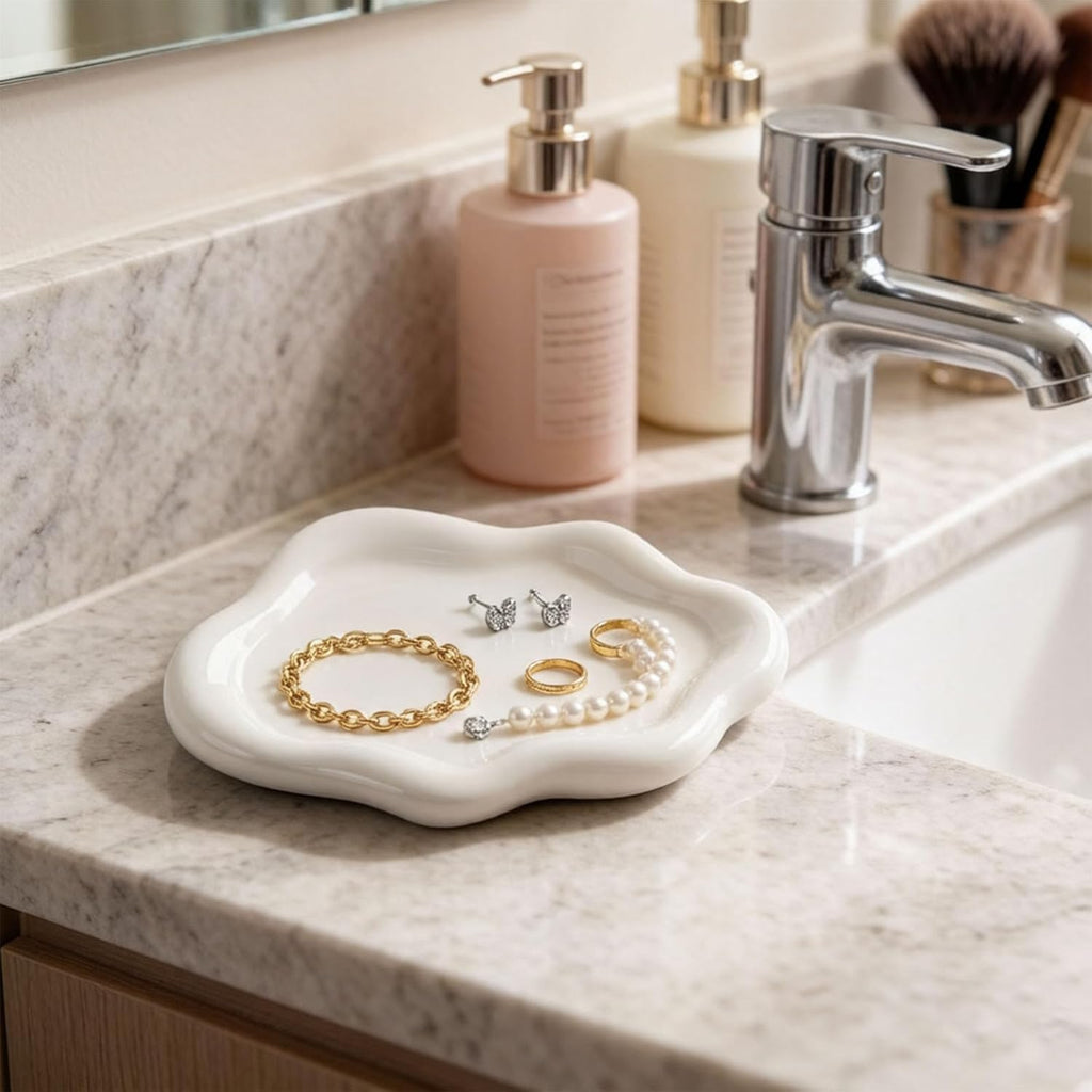 2pcs Trinket Tray Bedroom Decor Aesthetic Tray Jewellery Trays Trinket Dish