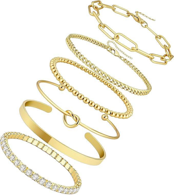 6pcs Gold Bangles Set, Gold Jewellery, Gold Bracelet for Women