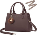 IGOLUMON Women's Top-Handle Handbags PU Vegan Leather Satchel Purses for Women Designer Tote Purse Handbag with Cute Pompom