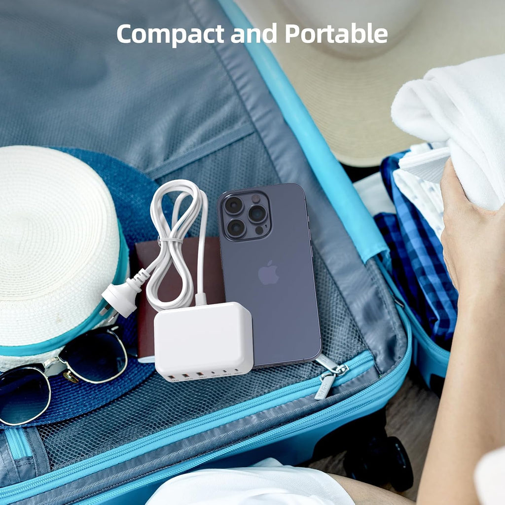 USB C Fast Charger Block 100W Max 6-Port USB Charging Station - 50% Smaller Compact Design