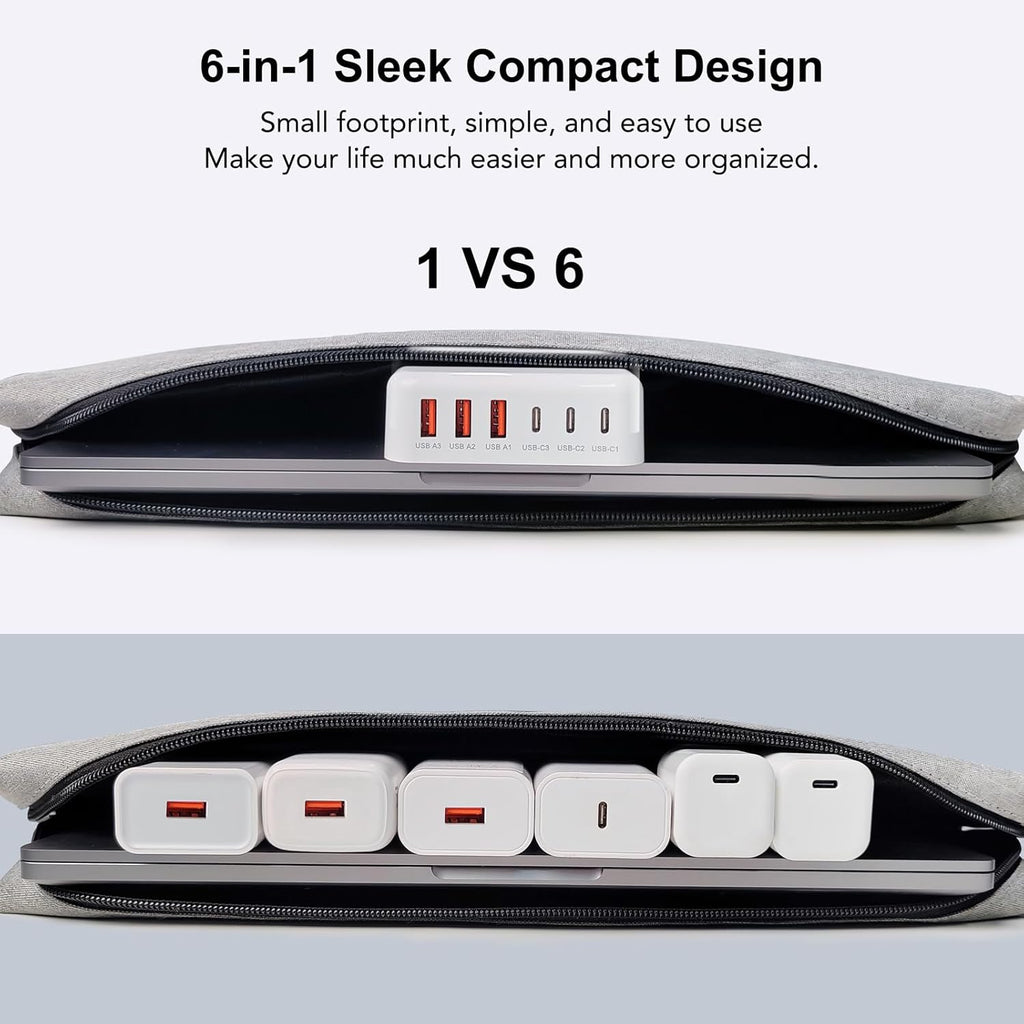 USB C Fast Charger Block 100W Max 6-Port USB Charging Station - 50% Smaller Compact Design
