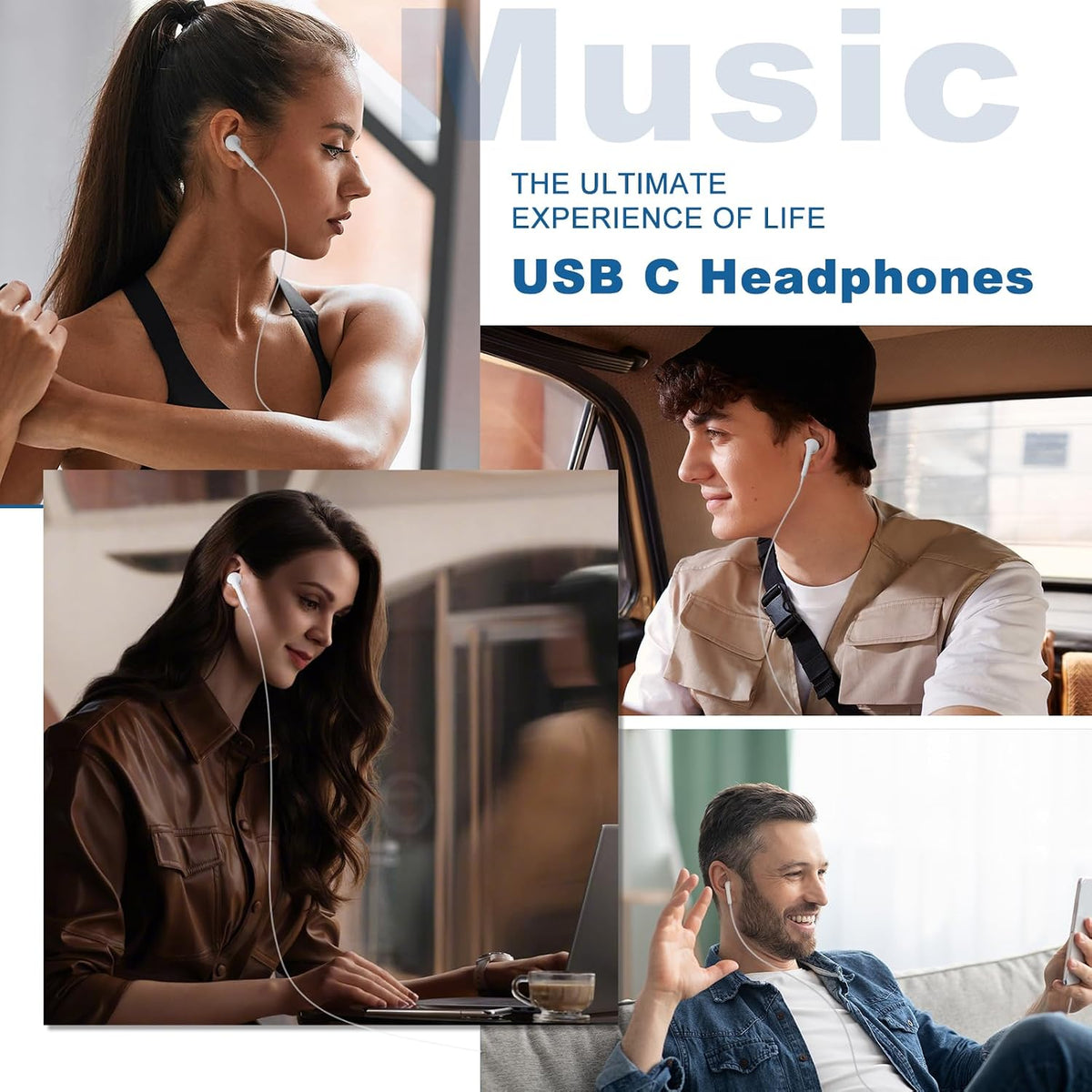 USB C Headphones for iPhone 18 17 16 15 - Wired Earphones with Noise Cancelling