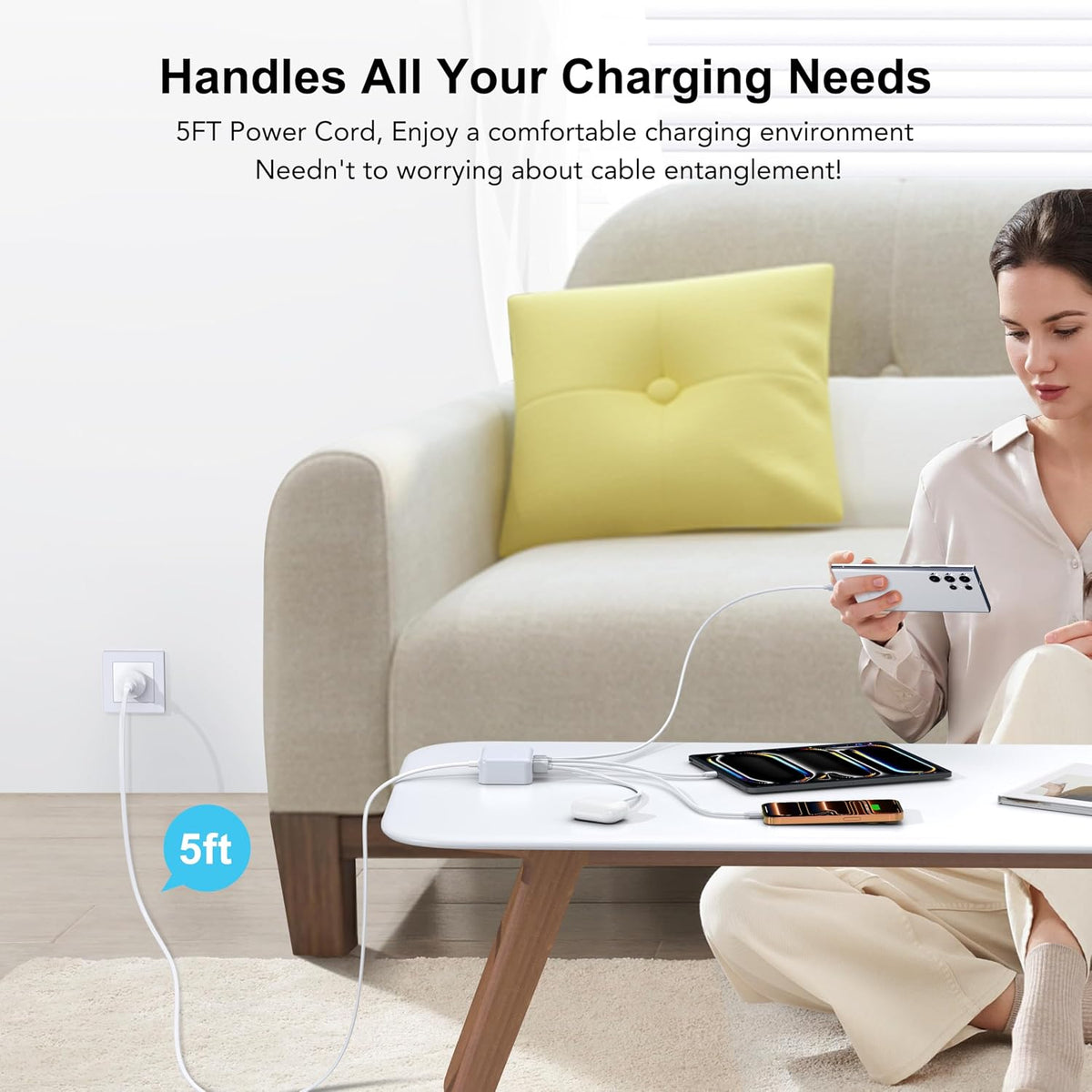 USB C Fast Charger Block 100W Max 6-Port USB Charging Station - 50% Smaller Compact Design